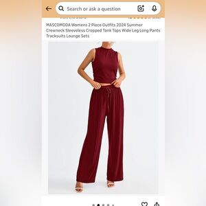 Women's Maroon Sleeveless Set